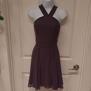 Lulu's Chic Halter Mini Dress in Deep Purple